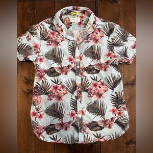 Denim & Flower Light Blue Floral Short Sleeve Button-Down Shirt